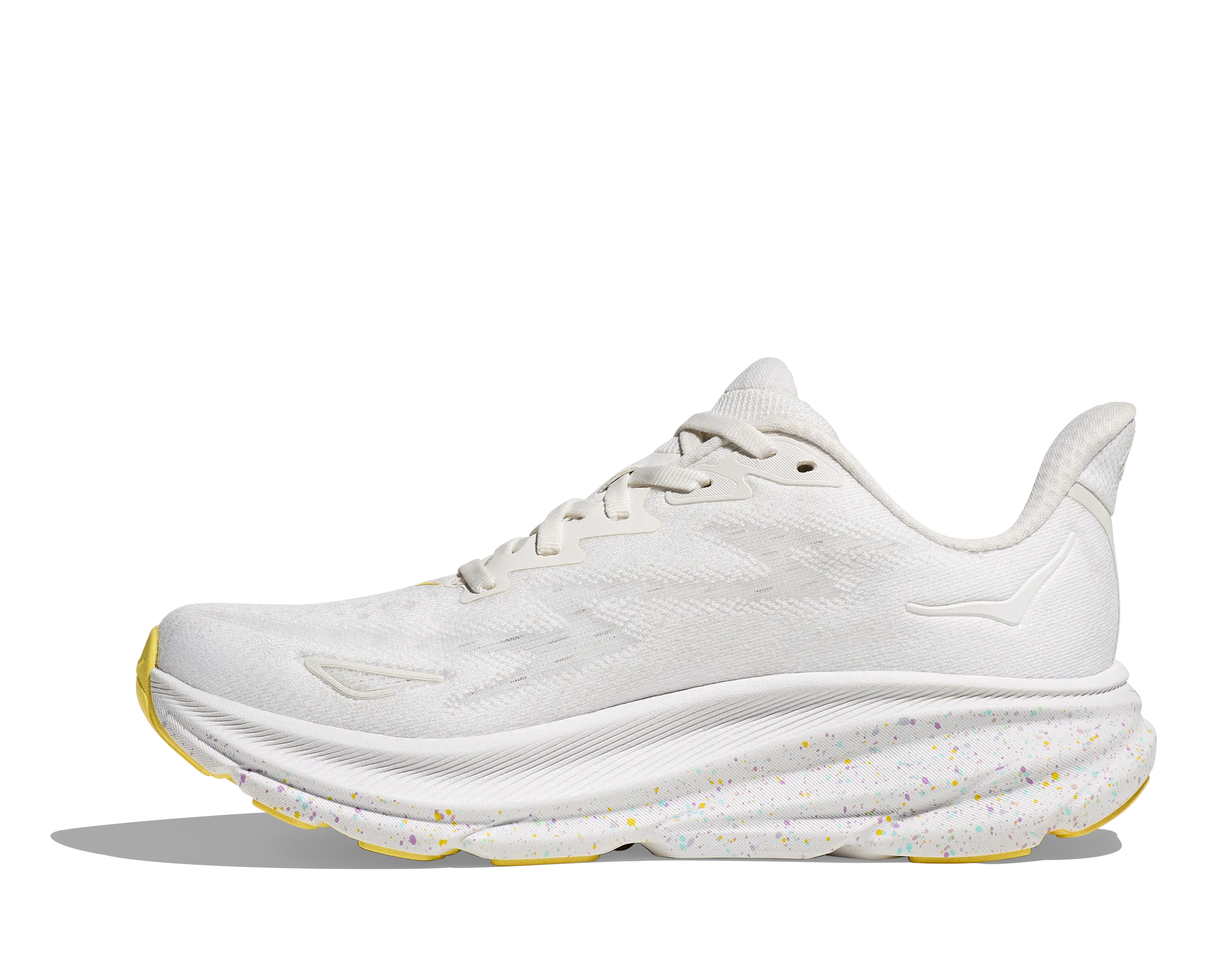 Women's HOKA Clifton 9 Running Shoe in White / Lemonade