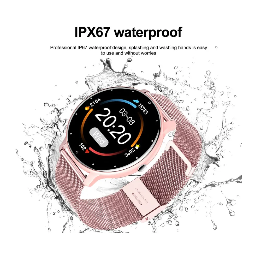 Women'S Multiple Sports Modes Waterproof Stainless Steel Smart Watch