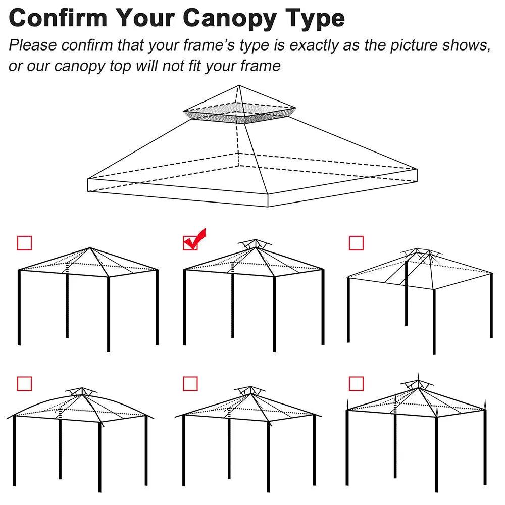 Yescom 10' x 10' Gazebo Replacement Canopy 2-Tier