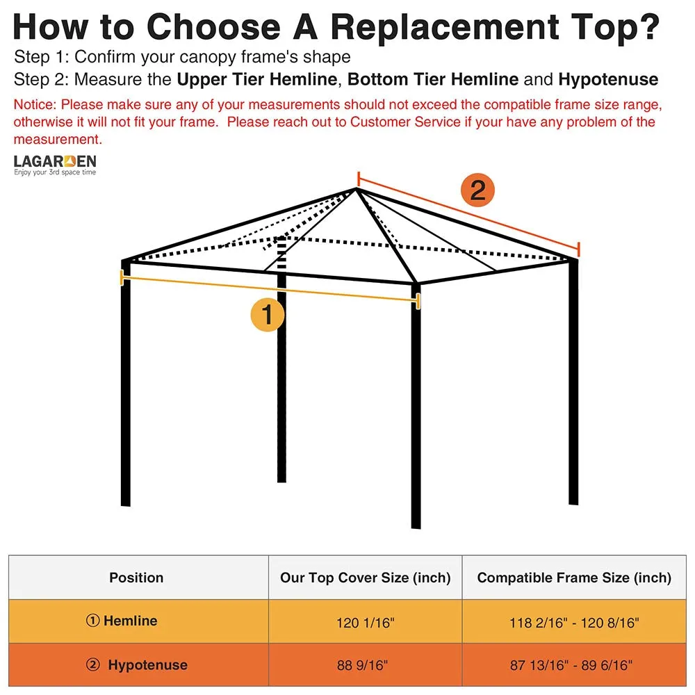 Yescom 10' x 10' Universal Gazebo Canopy Replacement Top