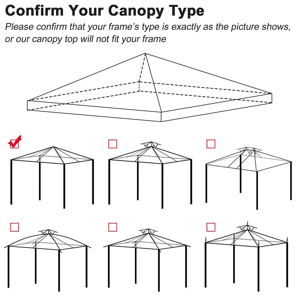 Yescom 10' x 10' Universal Gazebo Canopy Replacement Top