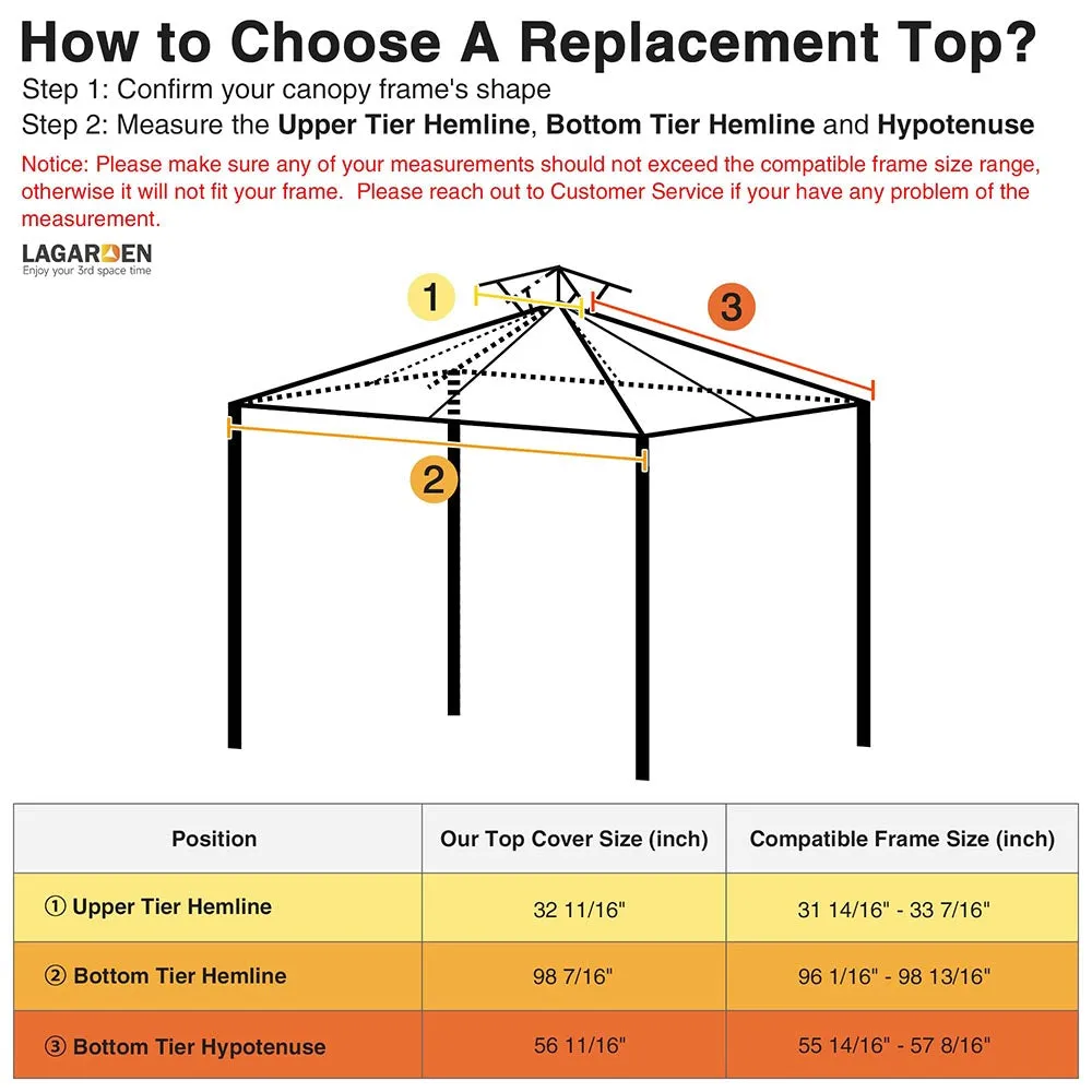 Yescom 8' x 8' Gazebo Canopy Replacement Top Color Optional